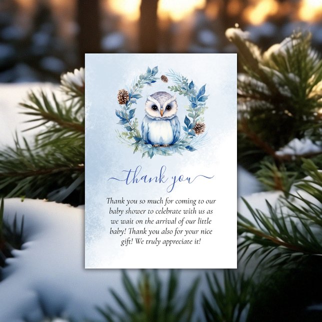 Winter Owl Watercolor Baby Shower Thank You (Winter Owl Watercolor Baby Shower Thank You)