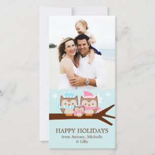 Winter Owls Family Holiday Card