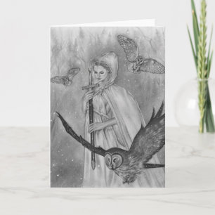 Winter owls Lady Greeting Card