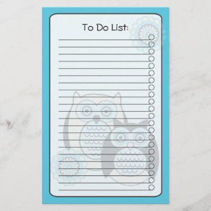Winter Owls List Stationery