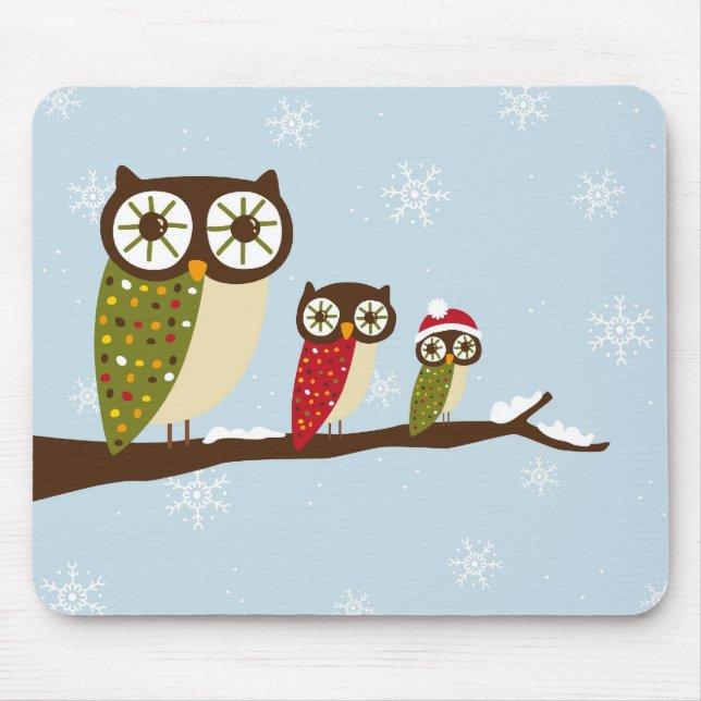 winter owls mouse pad (Front)
