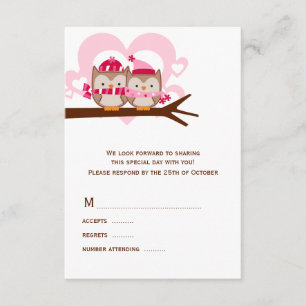 Winter Owls Wedding RSVP Cards