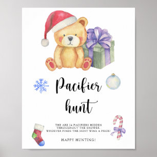 Winter - pacifier hunt baby shower game poster