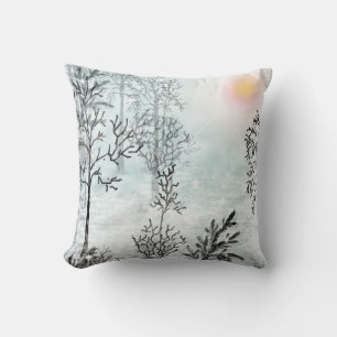 Winter painting, Christmas, winter, watercolor Cushion