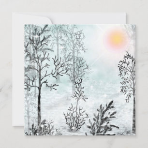 Winter painting, Christmas, winter, watercolor Invitation