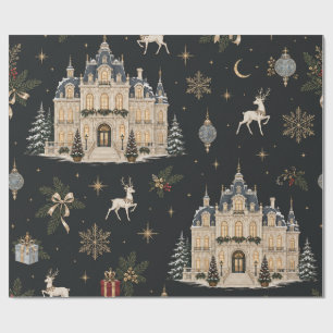 Winter Palace Charcoal Christmas Wrapping Paper