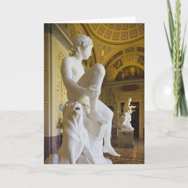 Winter Palace, Hermitage Museum, statue gallery Holiday Card (Front)