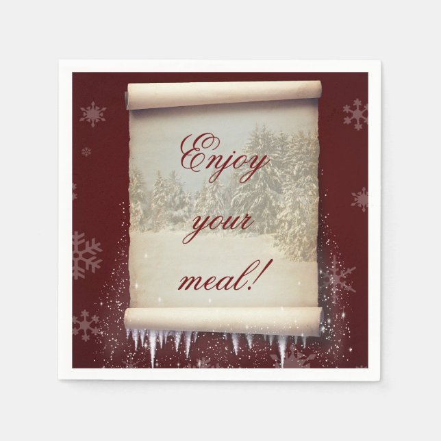 Winter Parchment Illustration Napkin (Front)