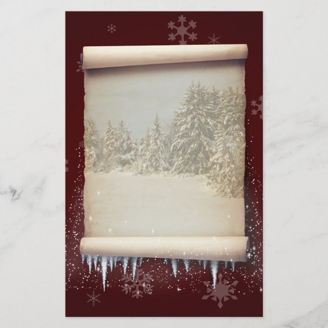 Winter Parchment Illustration Stationery (Front)