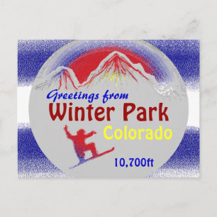 Winter Park Colorado flag greetings artsy postcard