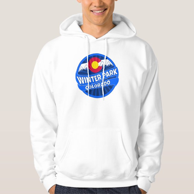Winter Park Colorado mountain burst hoodie (Front)