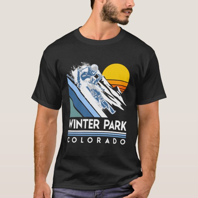 Winter Park Colorado Retro Ski Hoodie T-Shirt (Front)