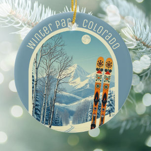 Winter Park Colorado Rocky Mountains ski Ceramic Tree Decoration