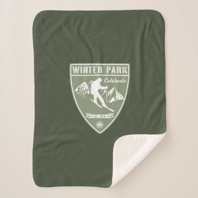 Winter Park Colorado Sherpa Blanket (Front)