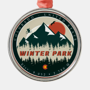 Winter Park Colorado Vintage Mountain Souvenir Metal Tree Decoration