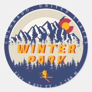 Winter Park Colorado Vintage Ski Souvenirs 80s Classic Round Sticker