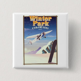 Winter Park colorado vintage travel poster 15 Cm Square Badge