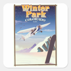 Winter Park colorado vintage travel poster Square Sticker