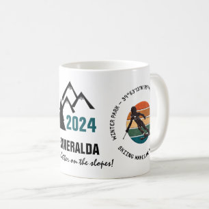 Winter Park, Colorado - Woman Skier, Black Text Coffee Mug