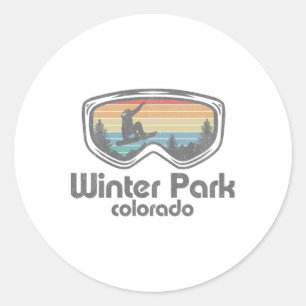 Winter Park Snowboarding Retro Colorado Snowboard Classic Round Sticker