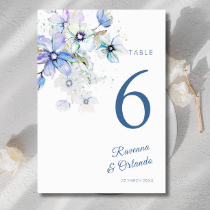 Winter Pastel Floral Botanical Romance Art Wedding Table Number