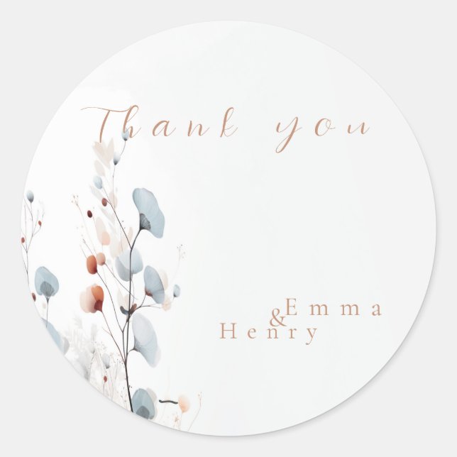  Winter pastel floral  Classic Round Sticker (Front)