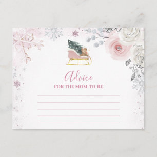 Winter Pastel Pink Snowflake Sleigh Advice For Mom Enclosure Card