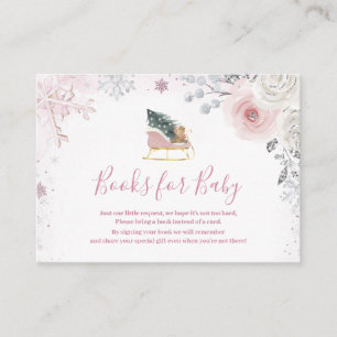 Winter Pastel Pink Snowflake Sleigh Books for Baby Enclosure Card