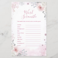 Winter Pastel Pink Snowflake Word Scramble Game