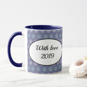 Winter Pattern Blue and White Snowflakes Mug