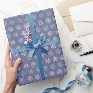 Winter Pattern Blue and White Snowflakes Wrapping Paper