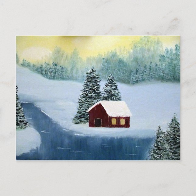 Winter Peace Frozen Ice Snow River Trees Landscape Postcard (Front)