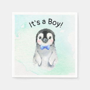 Winter Penguin Baby Shower Boy Napkin
