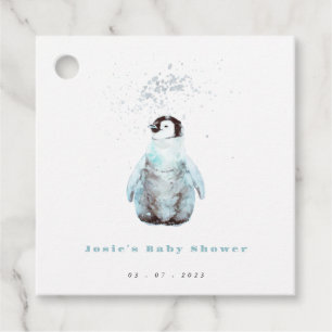 Winter Penguin Baby Shower Favour Tags