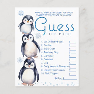 Winter Penguin Baby Shower Game Sheet