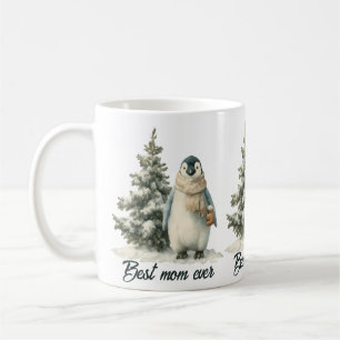 Winter Penguin “Best Mom Ever” Design Coffee Mug