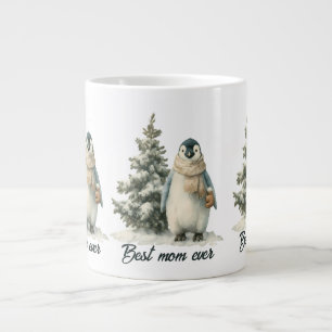 Winter Penguin “Best Mom Ever” Design Large Coffee Mug