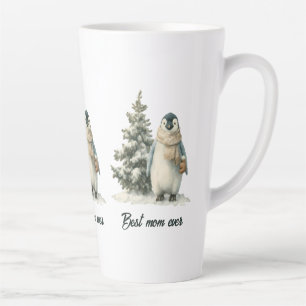Winter Penguin “Best Mom Ever” Design Latte Mug