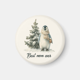 Winter Penguin “Best Mom Ever” Design Magnet