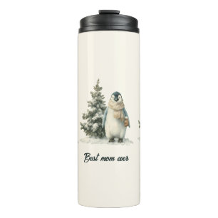 Winter Penguin “Best Mom Ever” Design Thermal Tumbler