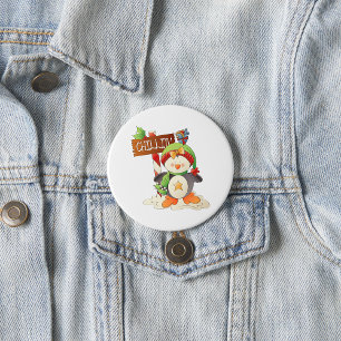 Winter Penguin & Bird Chillin Christmas Holiday 7.5 Cm Round Badge