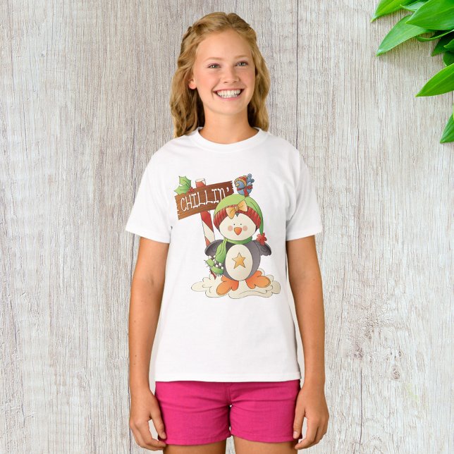 Winter Penguin & Bird Chillin Christmas Holiday  T-Shirt (Creator Uploaded)