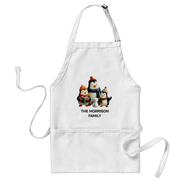 Winter Penguin Family with Snowman Standard Apron (Front)
