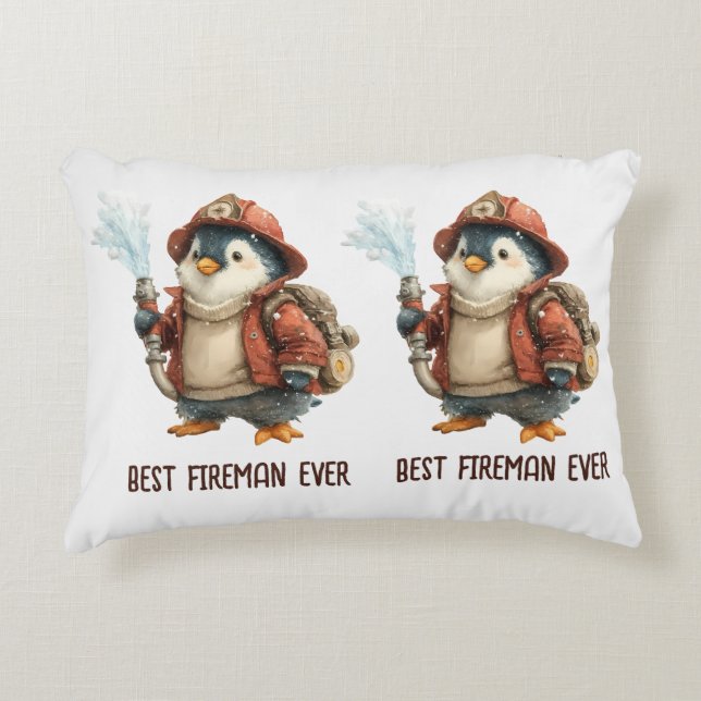Winter Penguin Firefighter Ping Pong Paddle Decorative Cushion (Front)