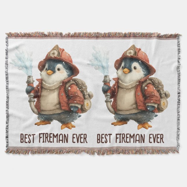 Winter Penguin Firefighter Ping Pong Paddle Throw Blanket (Front)
