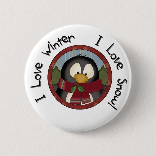 Winter Penguin Holiday Tshirts and Gifts 6 Cm Round Badge (Front)