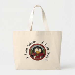 Winter Penguin Holiday Tshirts and Gifts Large Tote Bag