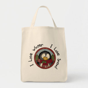 Winter Penguin Holiday Tshirts and Gifts Tote Bag