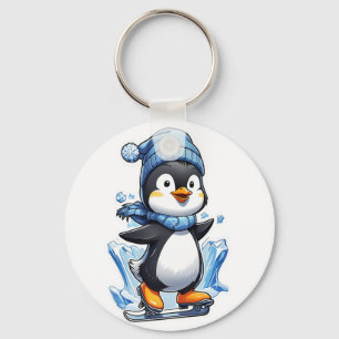 Winter Penguin Ice Staking Key Ring