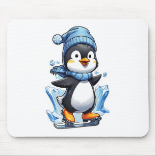 Winter Penguin Ice Staking Mouse Mat